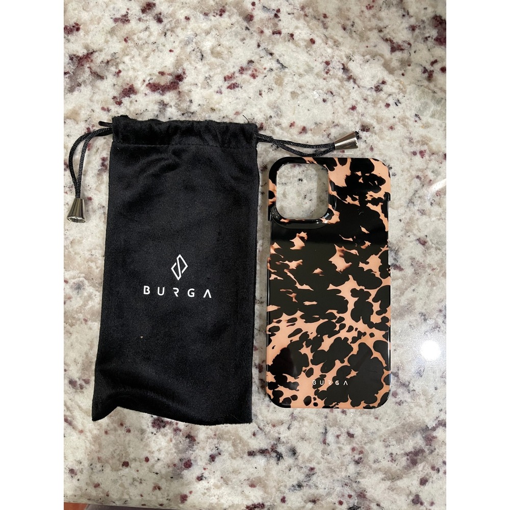 Burga iPhone 12 Pro Case Wild Soul Animal Print Black Tan Glossy Snap On Cover